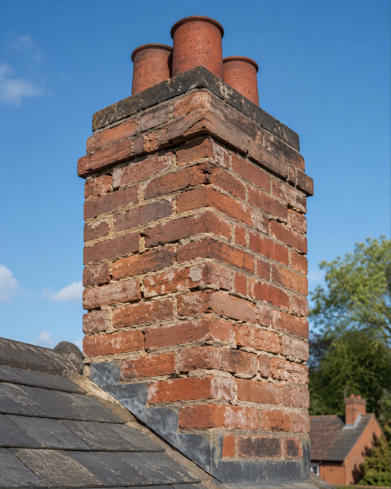 Perished pointing on a residential chimney stack