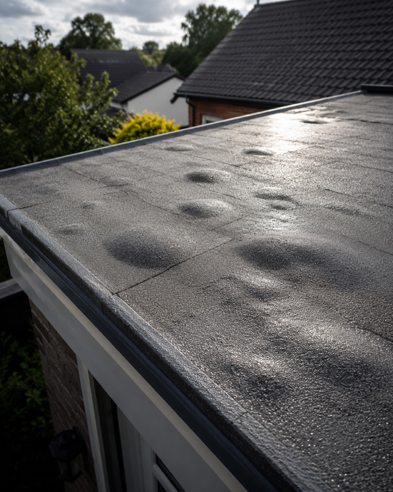 Blistering on an EPDM flat roof membrane