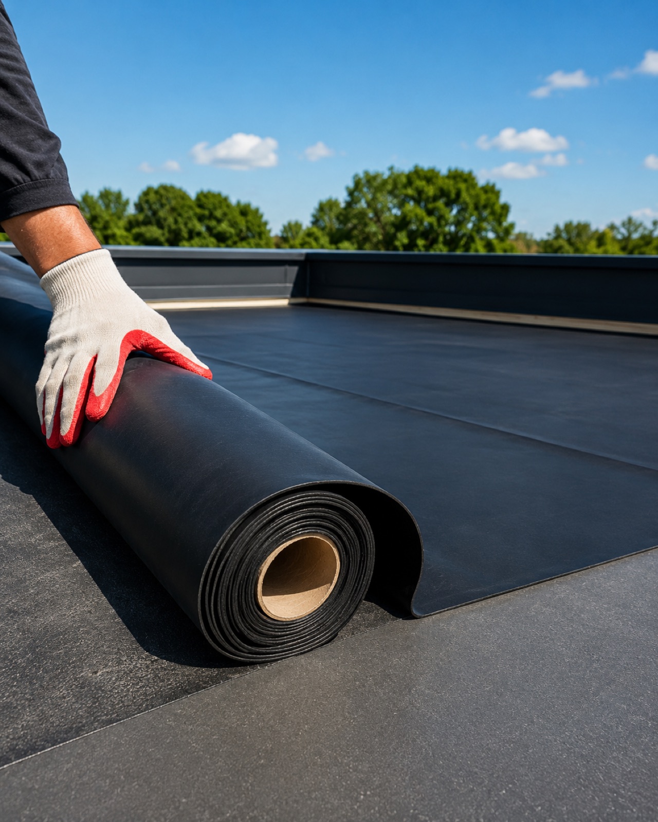 EPDM single-ply membrane on a flat garage roof
