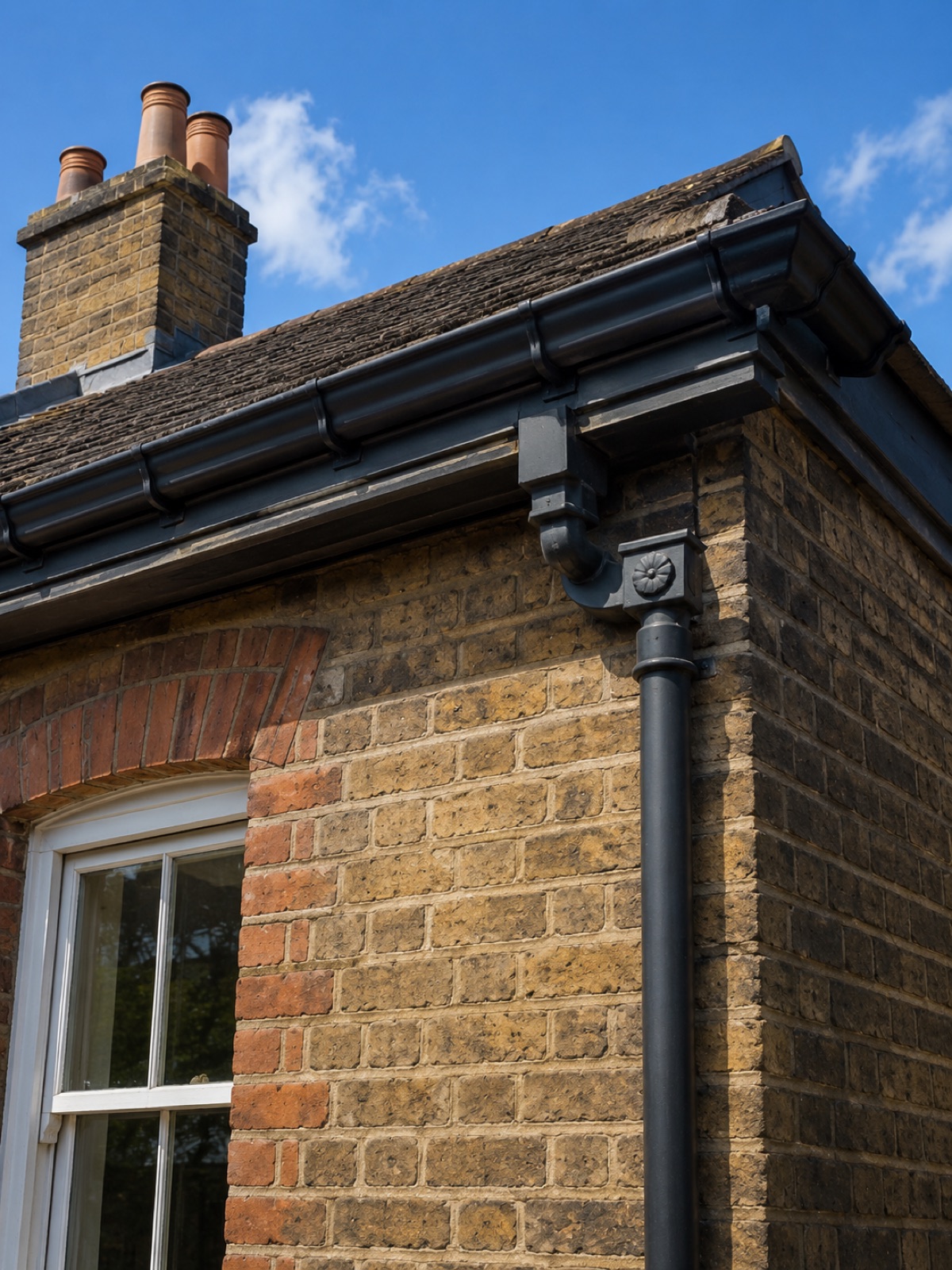 Cast-iron effect ogee guttering on a period property