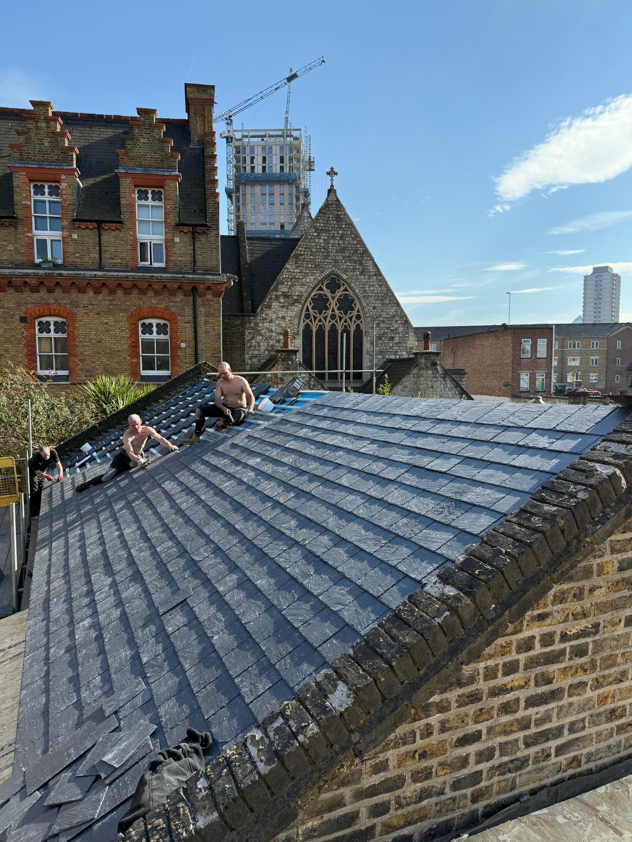 North London heritage church roof re-covered in natural slate