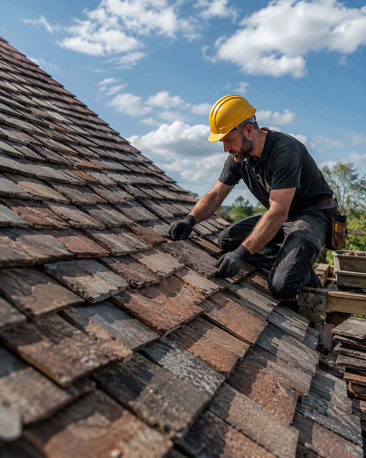 Reclaimed slate on a conservation-area property